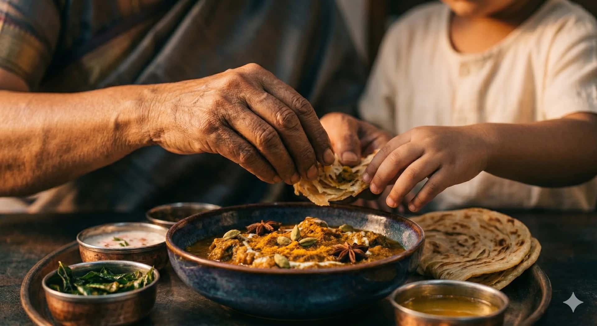 Multi-generational family sharing a meal